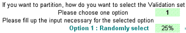 Test data options set: Method 1 with 25% of cases