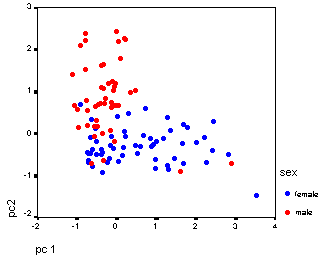 PCA 2D projection for the previous 3D data